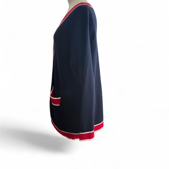 Tuckernuck Lauren Cardigan Midnight Navy with red and gold buttons (sz M) - Picture 3 of 6